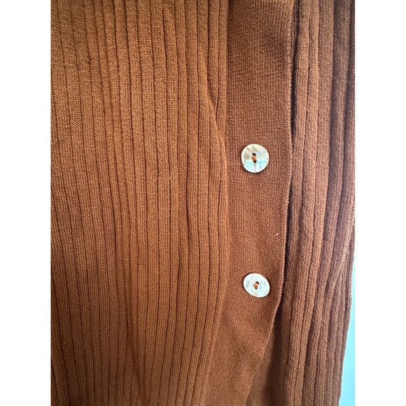 Zara Ribbed Brown Maxi Dress Button Slit Size Small Tank Low Open Back - Picture 3 of 4